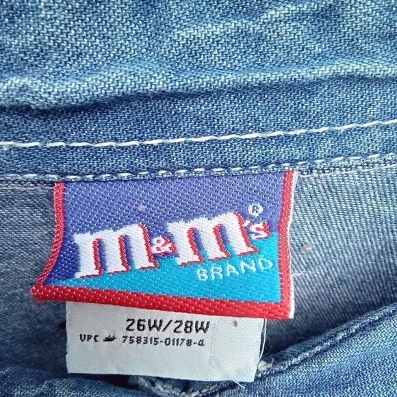 Vintage M&M's Embroidered Button Down Shirt Size 26W / 28W Long Sleeve Blue - Picture 3 of 5